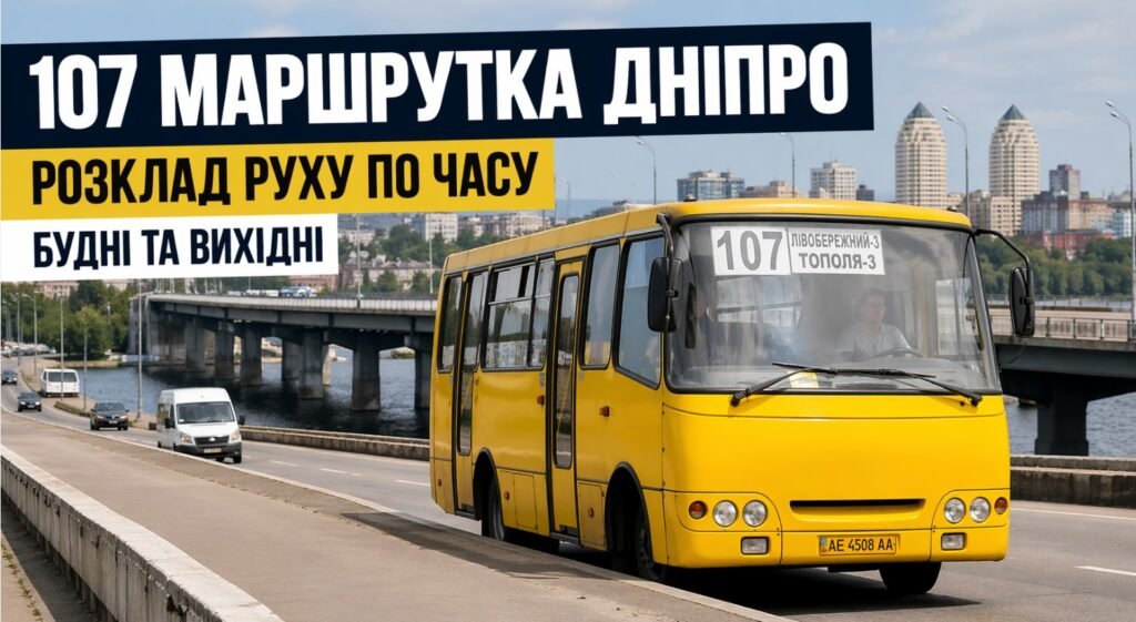 107 маршрутка Дніпро розклад руху по часу на маршруті