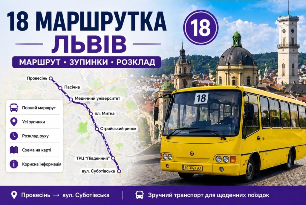 18 маршрутка Львів маршрут зупинки розклад руху карта