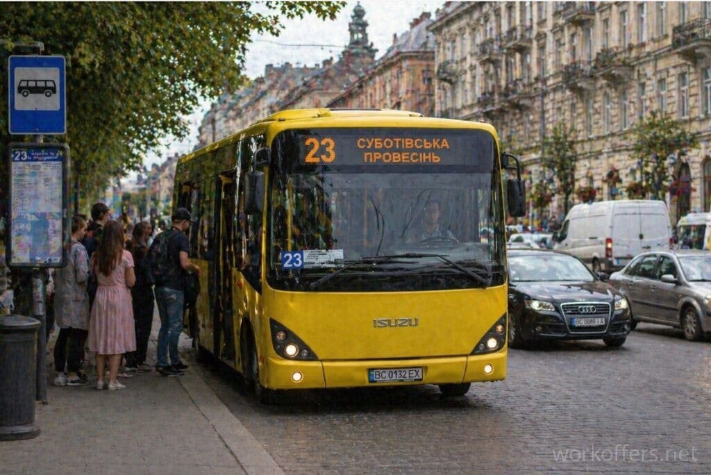 23 маршрутка Львів автобус №23 на зупинці пасажири посадка Львів