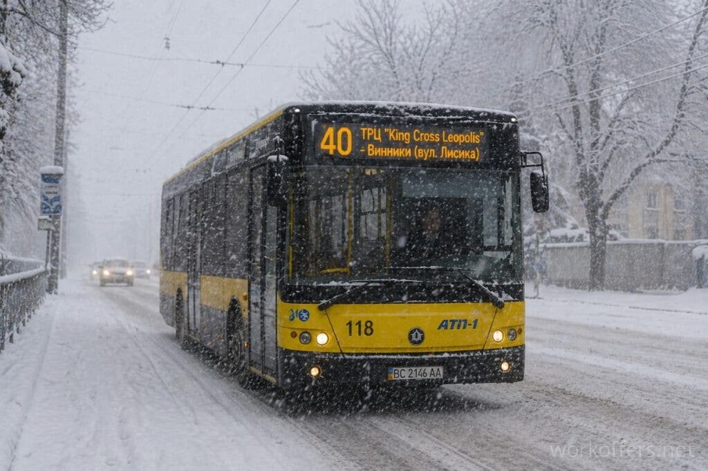 автобус 40 львів зима хуртовина маршрут King Cross Винники