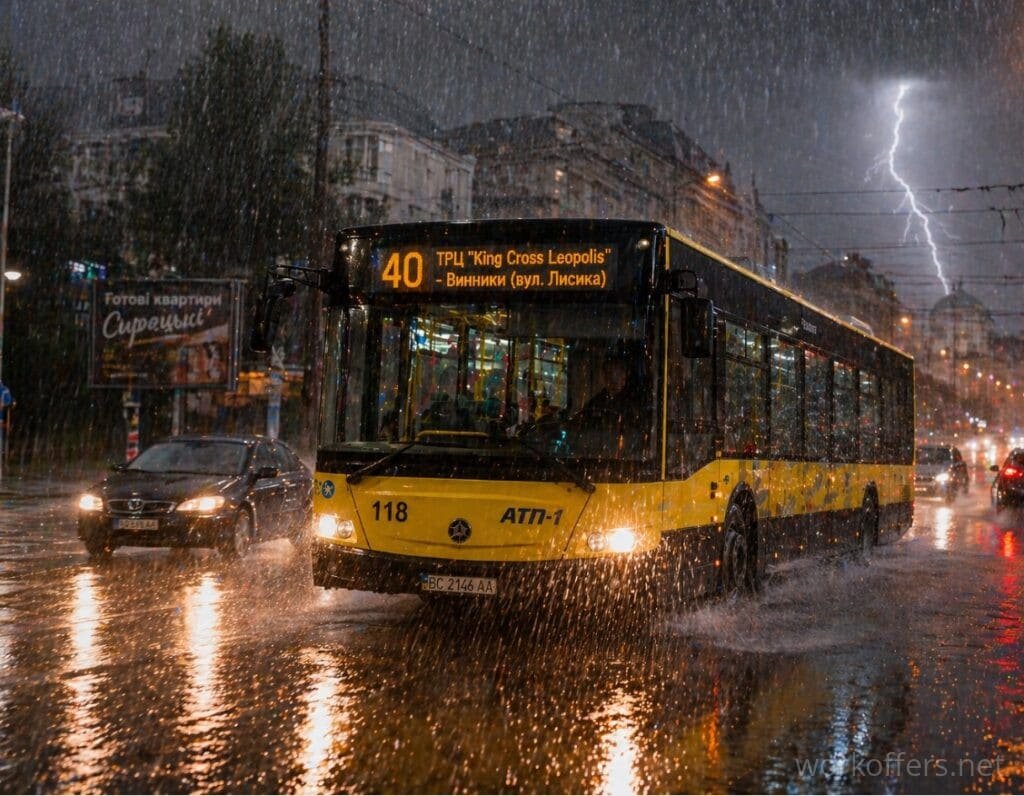 автобус 40 львів злива гроза маршрут King Cross Винники дощ