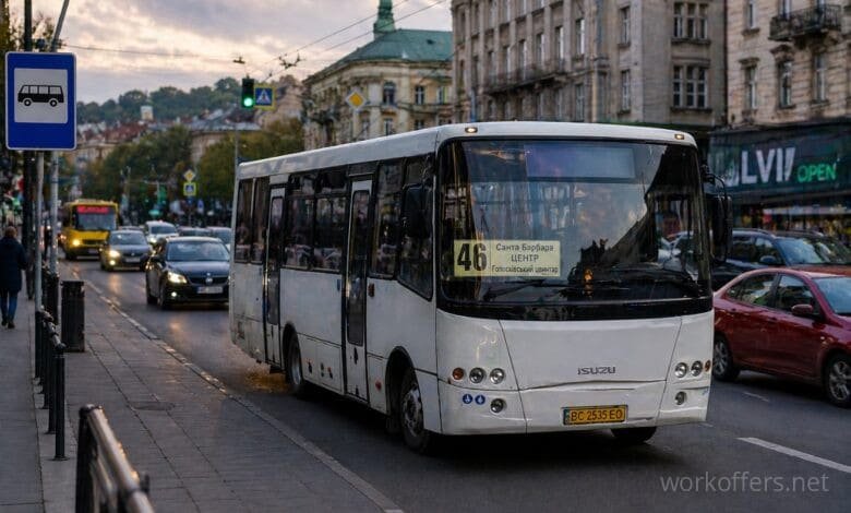 46 маршрутка Львів автобус у трафіку міста фото