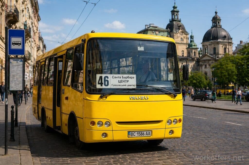 46 автобус Львів маршрутка 46 в центрі міста фото