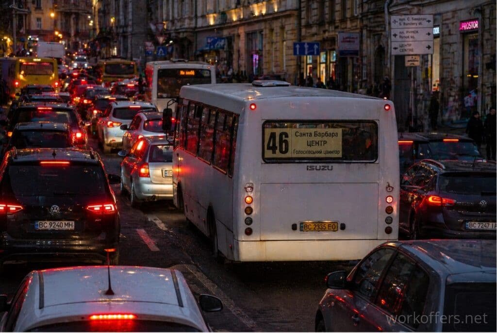 46 маршрутка Львів сильний трафік затор автобус 46 дорога