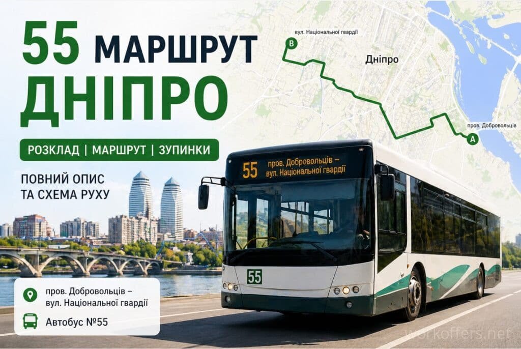 55 маршрутка Дніпро автобус 55 розклад маршрут зупинки