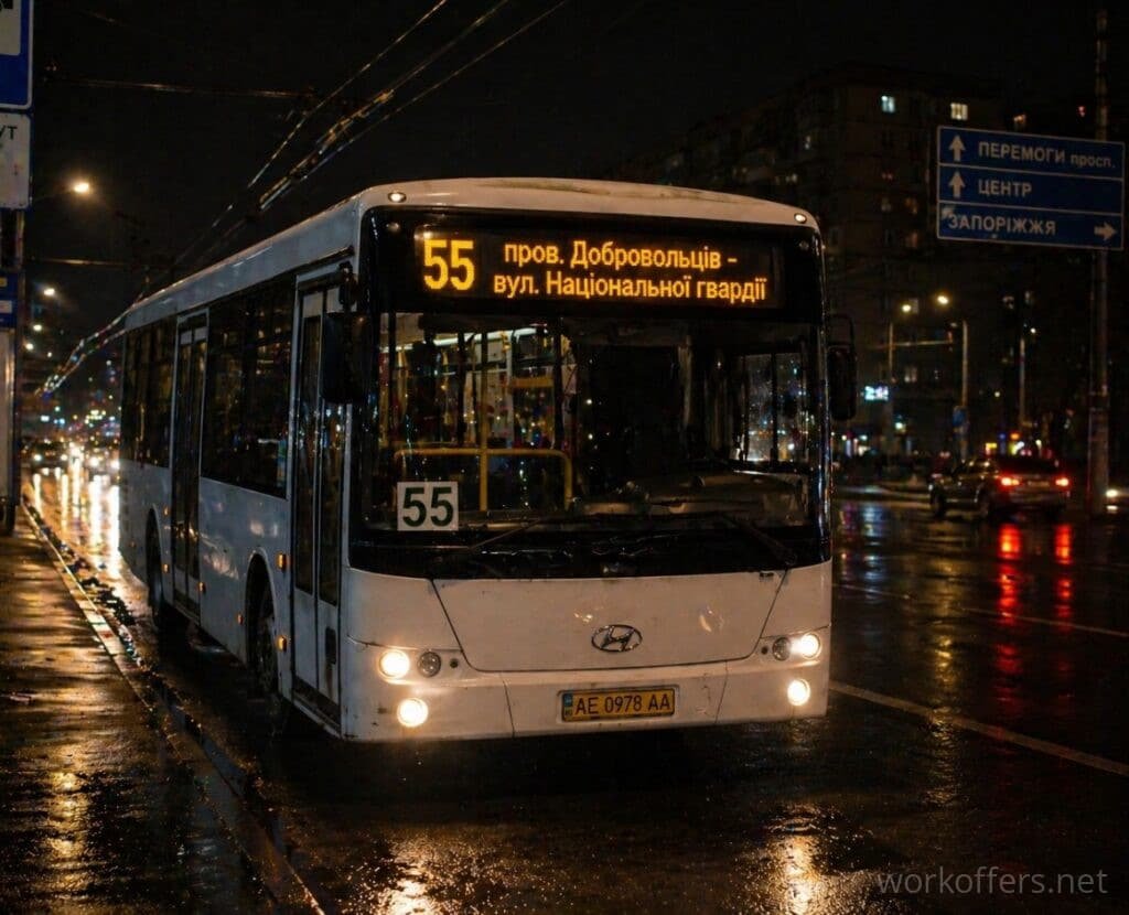 55 маршрутка Дніпро вночі останній рейс автобус 55