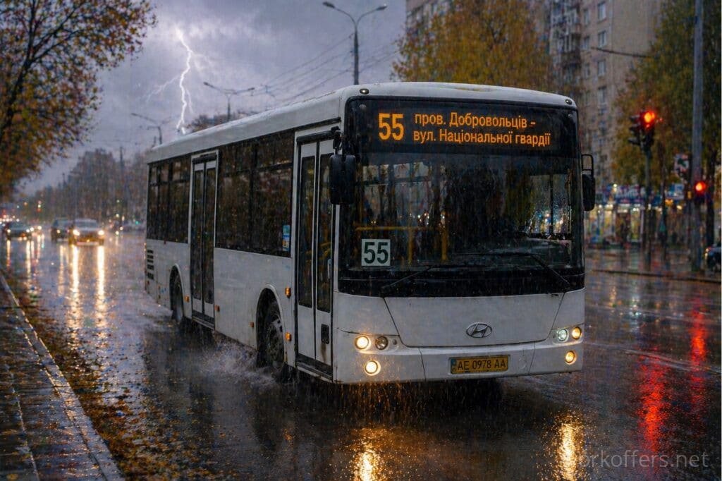 автобус 55 Дніпро дощ злива гроза рух маршруту 55