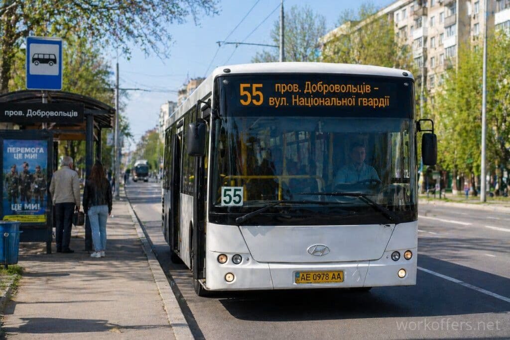 автобус 55 Дніпро на зупинці розклад пров Добровольців