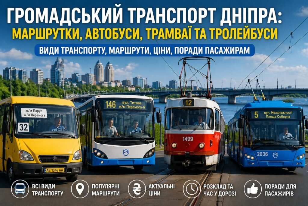 громадський транспорт Дніпра маршрутки автобуси трамваї тролейбуси