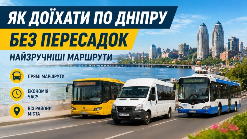 як доїхати по Дніпру без пересадок маршрутки автобуси тролейбуси маршрути