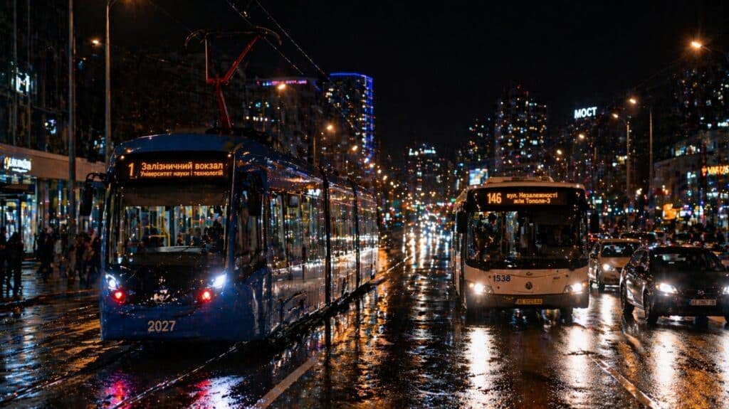 як доїхати по Дніпру без пересадок трамвай автобус ніч транспорт дорога